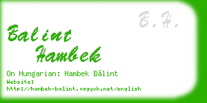 balint hambek business card